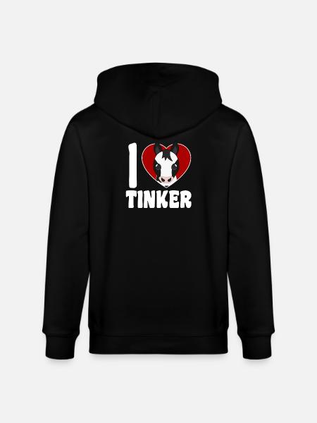 I Love Tinker Horses - Heart - Stanley/Stella CULTIVATOR Unisex Organic Hooded Jacket - black