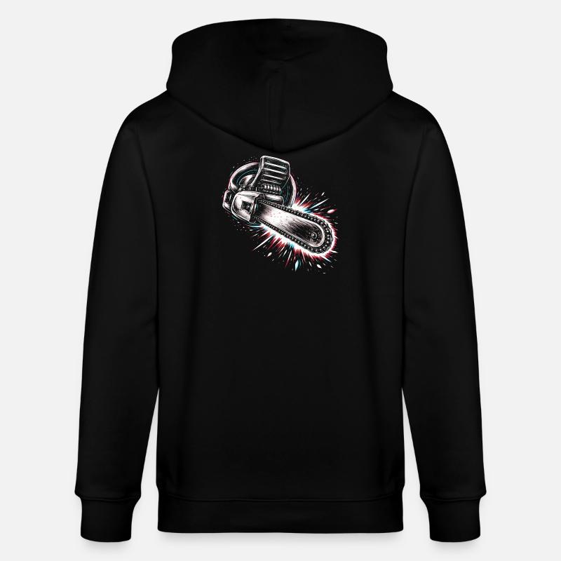 Chainsaw Tool Lumberjack Design - Stanley/Stella CULTIVATOR Unisex Organic Hooded Jacket - black