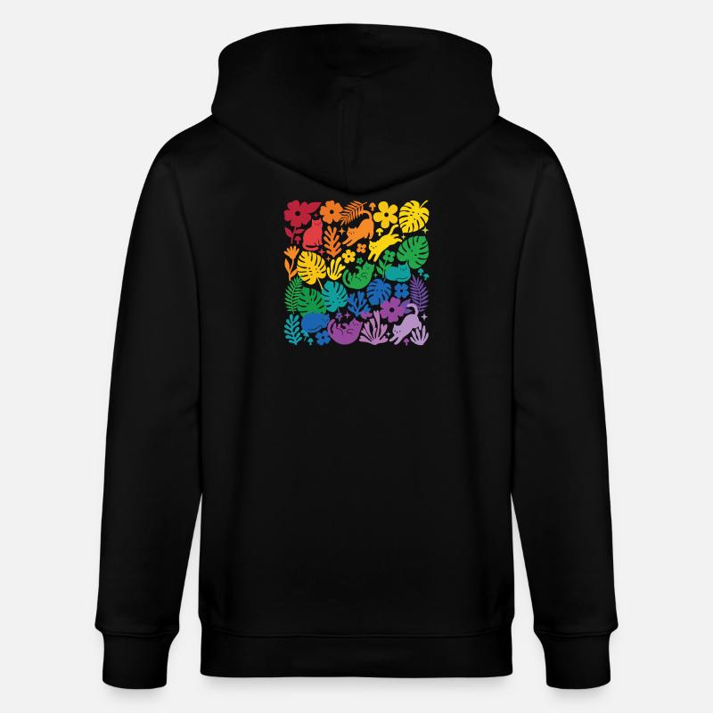 LGBT-Pride-Monat – Regenbogenkatzen und Blumen - Stanley/Stella Unisex Bio-Kapuzenjacke CULTIVATOR - Schwarz
