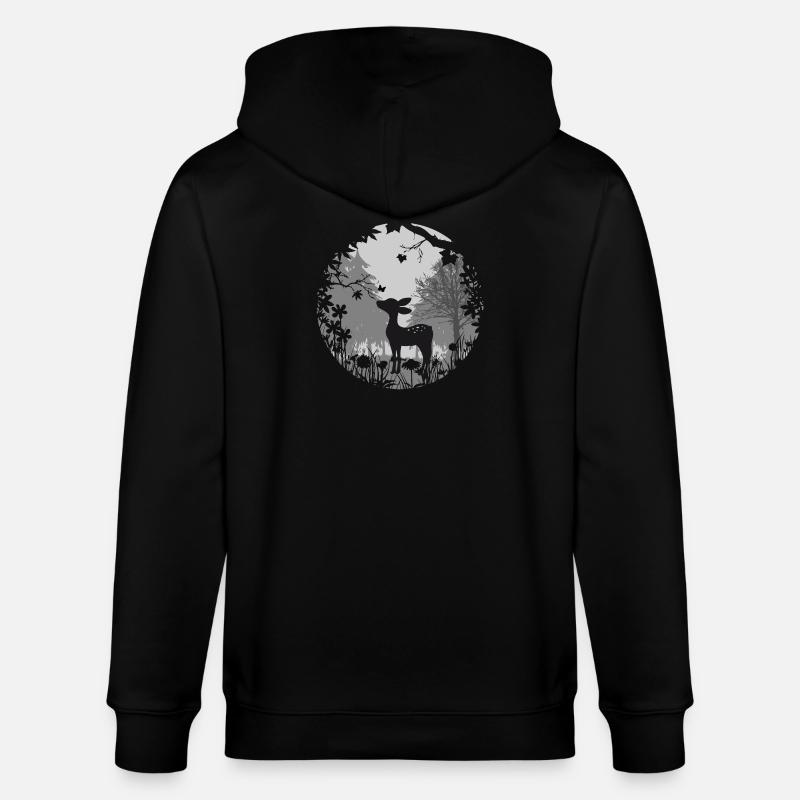 un faon avec un papillon - Veste à capuche bio CULTIVATOR Stanley/Stella Unisexe - noir