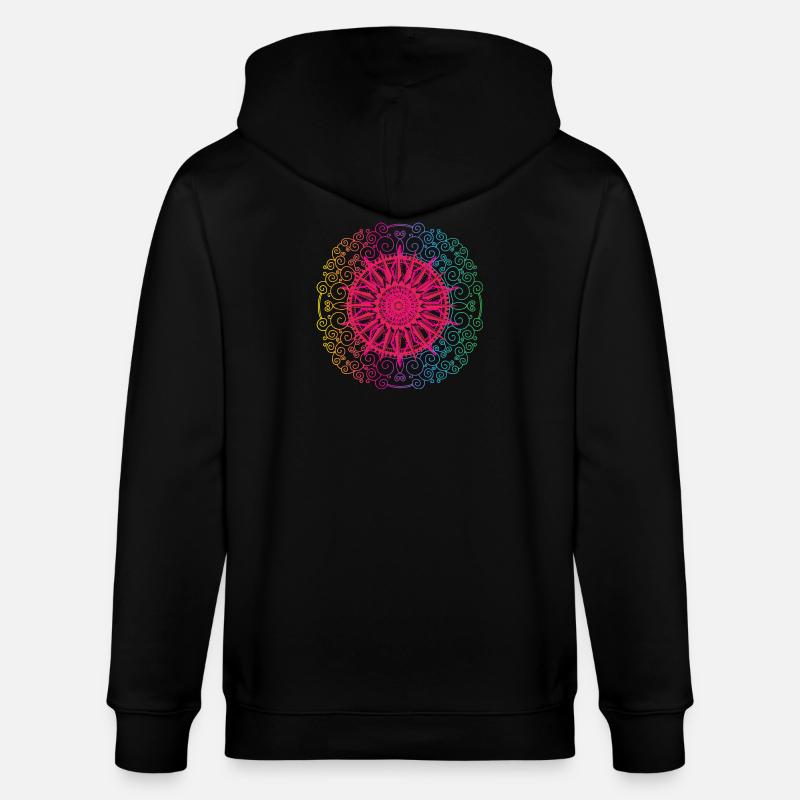 Regenbogen Mandala Gradient Kreis - Stanley/Stella Unisex Bio-Kapuzenjacke CULTIVATOR  - Schwarz