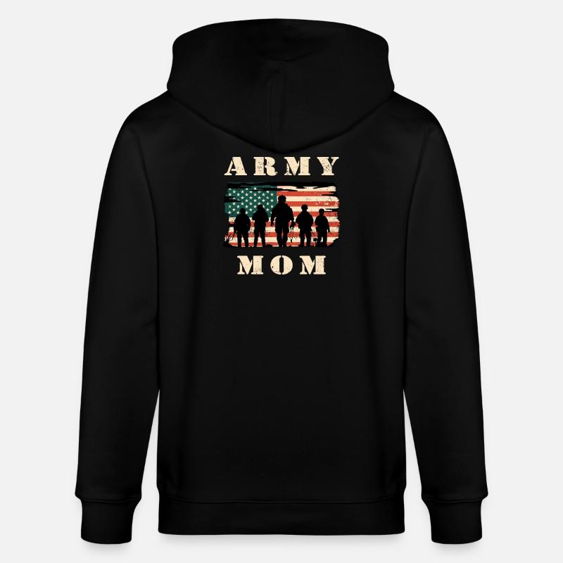 Armee Mutter mit USA Flagge - Stanley/Stella Unisex Bio-Kapuzenjacke CULTIVATOR  - Schwarz