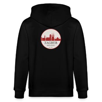 Zagreb Skyline Emblem Kroatien - Stanley/Stella Unisex Bio-Kapuzenjacke CULTIVATOR  - Schwarz - Hinten - Anna (173cm)