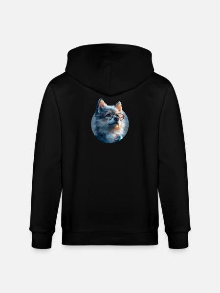 Illustration of Wolf with Glasses - Stanley/Stella CULTIVATOR  Unisex Organic Hooded Jacket - black