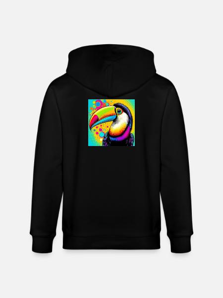 Toucan Pop Art - Stanley/Stella CULTIVATOR Unisex Organic Hooded Jacket - black