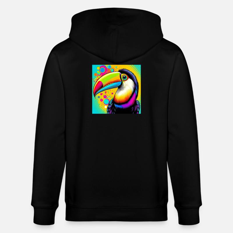 Toucan Pop Art - Veste à capuche bio CULTIVATOR Stanley/Stella Unisexe - noir