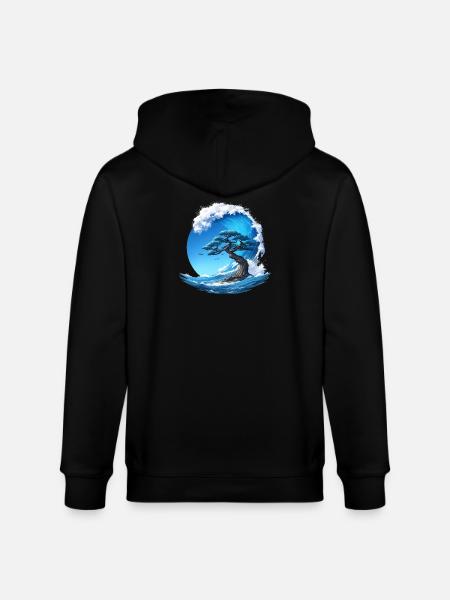 A tree under a wave - Stanley/Stella CULTIVATOR Unisex Organic Hooded Jacket - black