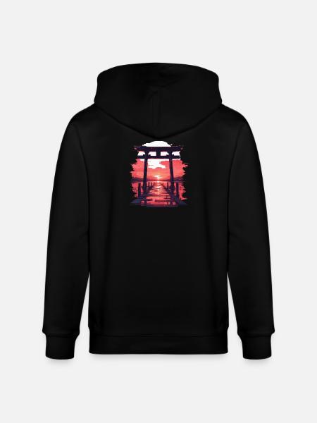 Japanese landscape - Stanley/Stella CULTIVATOR Unisex Organic Hooded Jacket - black