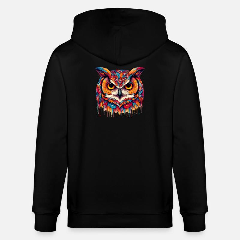 Eule - Stanley/Stella Unisex Bio-Kapuzenjacke CULTIVATOR  - Schwarz