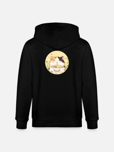 Katze isst Ramen - Stanley/Stella Unisex Bio-Kapuzenjacke CULTIVATOR - Schwarz