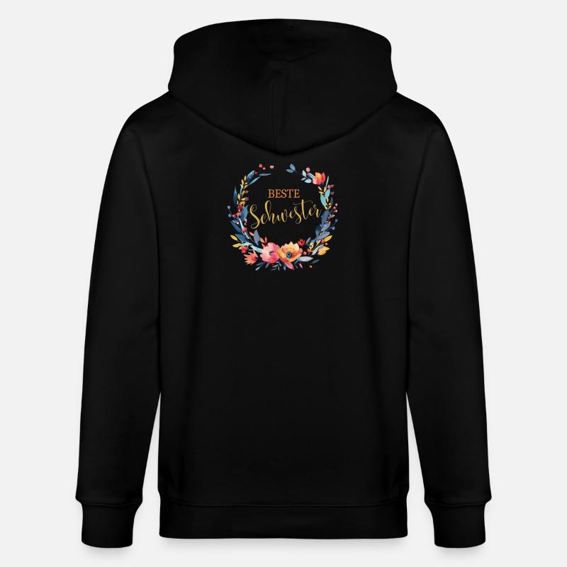 Beste Schwester! Personalisierbares Design - Stanley/Stella Unisex Bio-Kapuzenjacke CULTIVATOR  - Schwarz