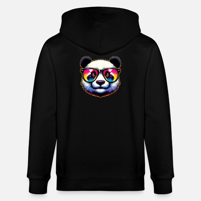 Panda avec lunettes de soleil - Veste à capuche bio CULTIVATOR Stanley/Stella Unisexe - noir