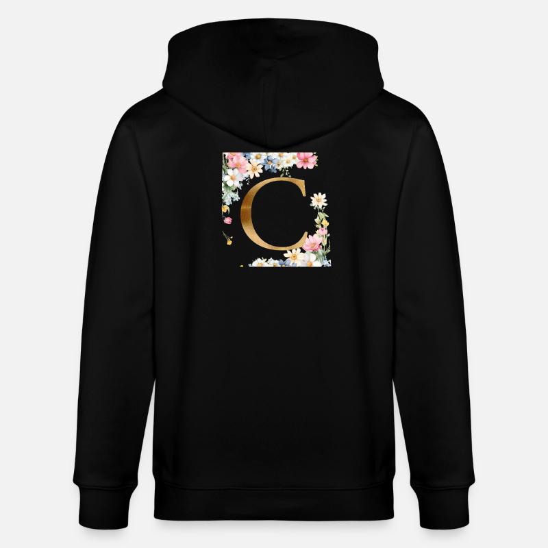 C Monogramme, Floral, Personnalisable - Veste à capuche bio CULTIVATOR Stanley/Stella Unisexe - noir