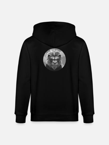 Majestätischer Löwenkopf in Grau - Stanley/Stella Unisex Bio-Kapuzenjacke CULTIVATOR - Schwarz