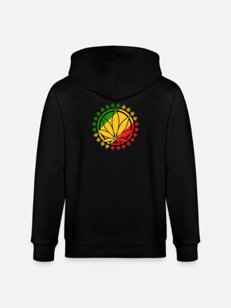 Rasta Inspired Cannabis Leaf Design - Stanley/Stella CULTIVATOR Unisex Organic Hooded Jacket - black