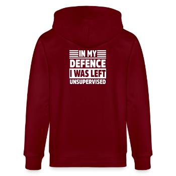 Pour ma défense, j’ai été laissé sans surveillance, cool, drôle - Veste à capuche bio CULTIVATOR Stanley/Stella Unisexe - bordeaux - Dos - Anna (173cm)