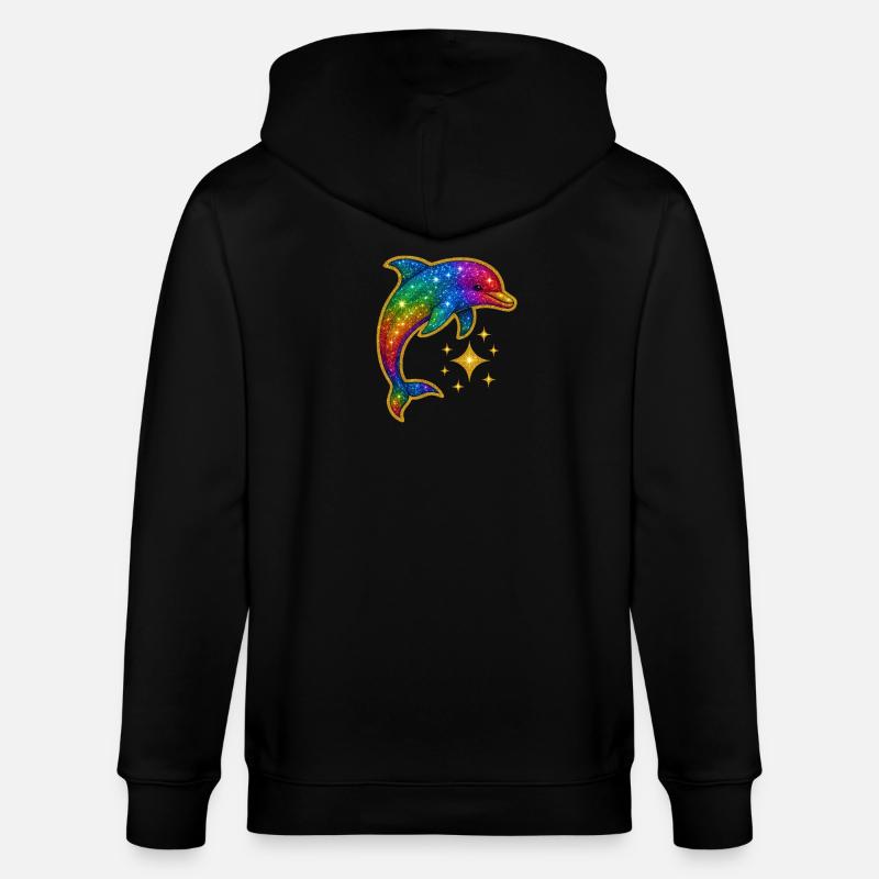 Regenbogen Glitzer Delfin - Stanley/Stella Unisex Bio-Kapuzenjacke CULTIVATOR  - Schwarz