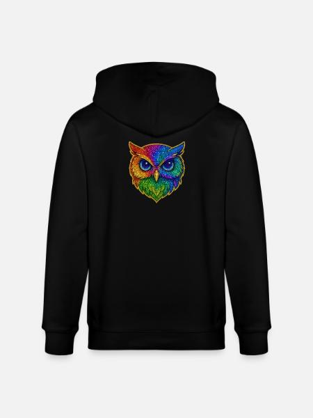 Eule | Waldkauz | Regenbogen Eulenzauber - Stanley/Stella Unisex Bio-Kapuzenjacke CULTIVATOR - Schwarz