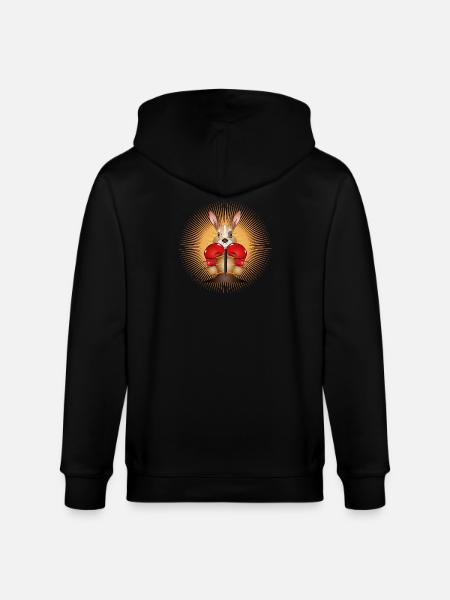 Boxing Kangaroo – Funny Boxer Motif - Stanley/Stella CULTIVATOR Unisex Organic Hooded Jacket - black