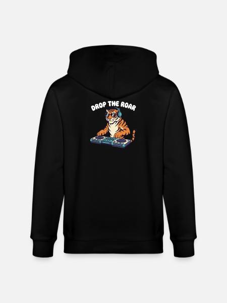 Tiger DJ: Drop the Roar - Stanley/Stella CULTIVATOR  Unisex Organic Hooded Jacket - black
