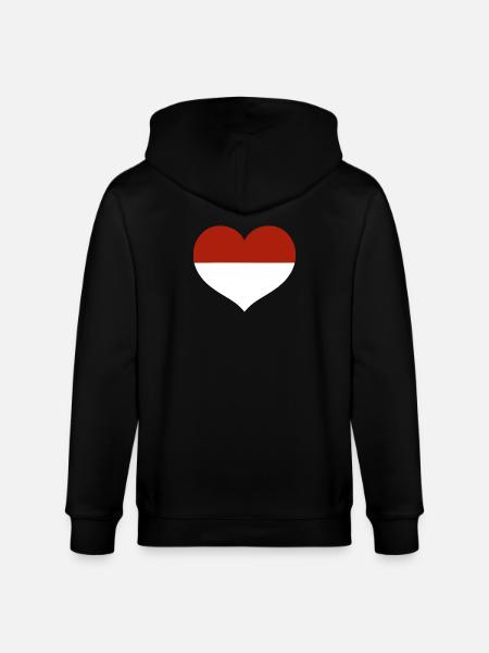 Monaco Flag Heart - Stanley/Stella CULTIVATOR Unisex Organic Hooded Jacket - black