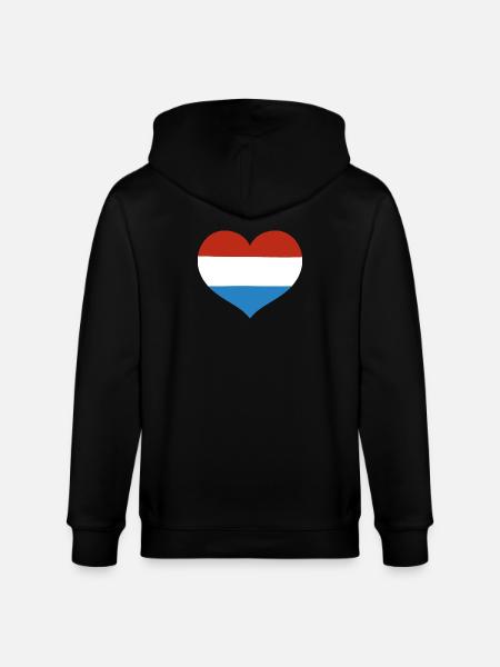 Luxembourg Heart Flag - Stanley/Stella CULTIVATOR Unisex Organic Hooded Jacket - black