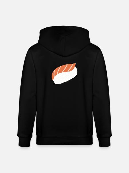 Salmon Nigiri Minimal Illustration Print - Stanley/Stella CULTIVATOR  Unisex Organic Hooded Jacket - black