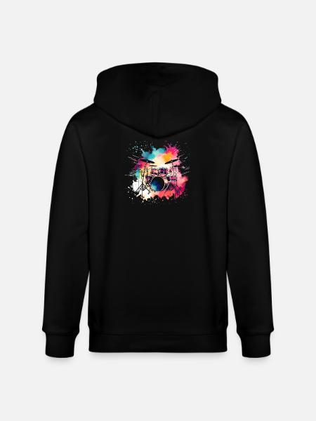 Schlagzeug Bunt - Stanley/Stella Unisex Bio-Kapuzenjacke CULTIVATOR - Schwarz