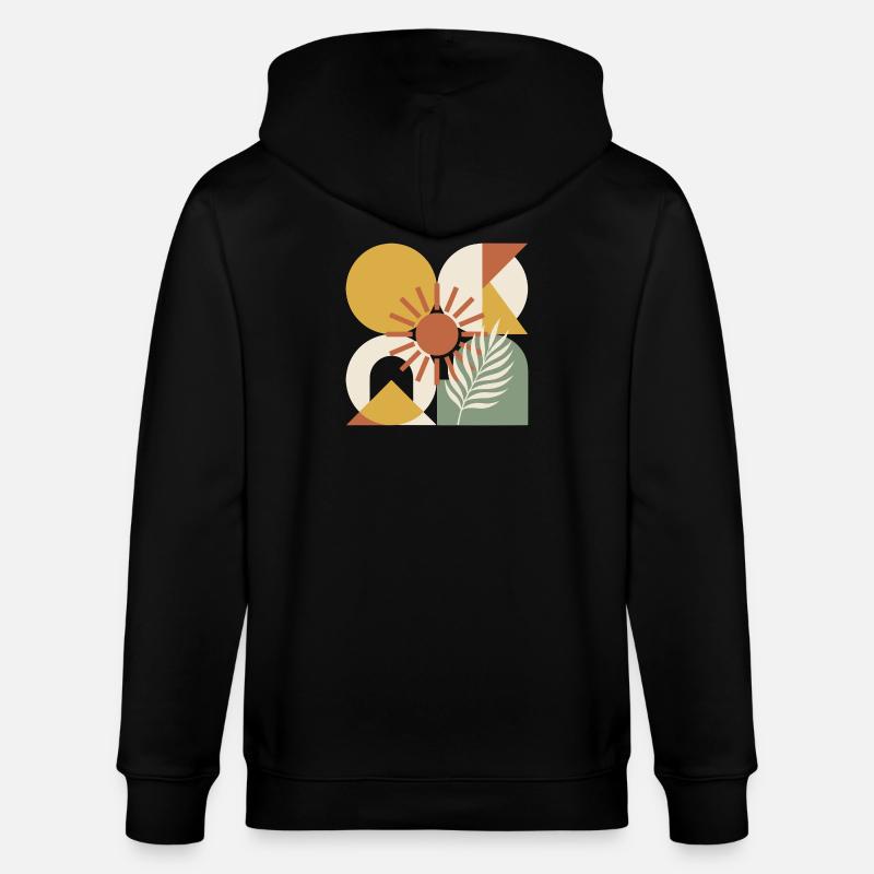 Boho-abstrakter geometrischer botanischer Sonnenstrahl - Stanley/Stella Unisex Bio-Kapuzenjacke CULTIVATOR  - Schwarz