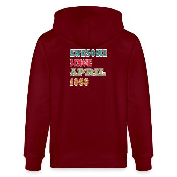 Colourful anniversary since April 1986 - Stanley/Stella CULTIVATOR  Unisex Organic Hooded Jacket - burgundy - Back - Anna (173cm)