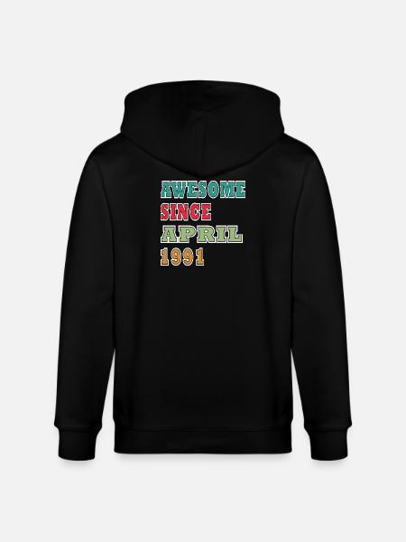 Retro April 1991 Anniversary - Stanley/Stella CULTIVATOR  Unisex Organic Hooded Jacket - black