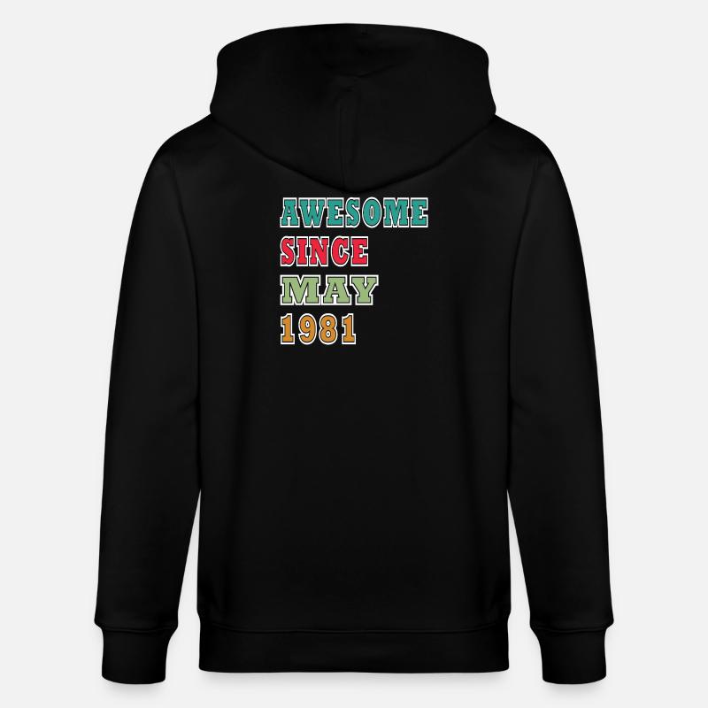 Awesome seit Mai 1981 - Stanley/Stella Unisex Bio-Kapuzenjacke CULTIVATOR  - Schwarz