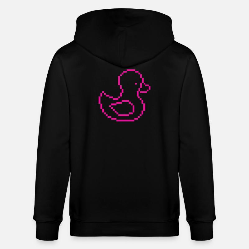 Pixel Duck Pink Pattern - Stanley/Stella CULTIVATOR  Unisex Organic Hooded Jacket - black