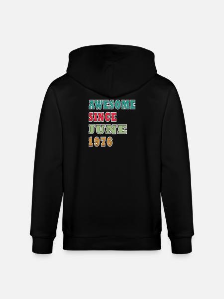 Awesome since June 1976 Retro - Stanley/Stella CULTIVATOR  Unisex Organic Hooded Jacket - black