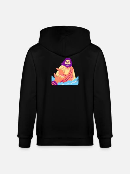 Jesus - Retro Pop Art - Stanley/Stella CULTIVATOR Unisex Organic Hooded Jacket - black