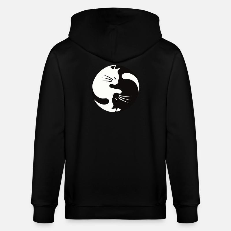 2 chats câlins, ying yang - Veste à capuche bio CULTIVATOR Stanley/Stella Unisexe - noir