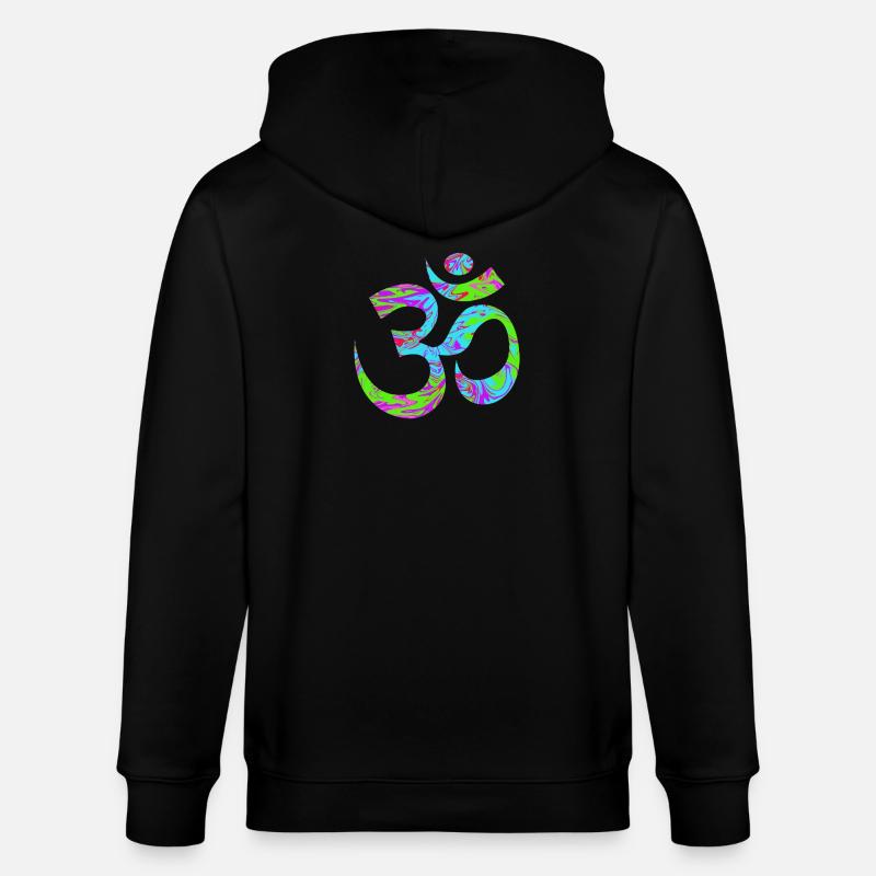 Om - Aum vert psychédélique - Veste à capuche bio CULTIVATOR Stanley/Stella Unisexe - noir