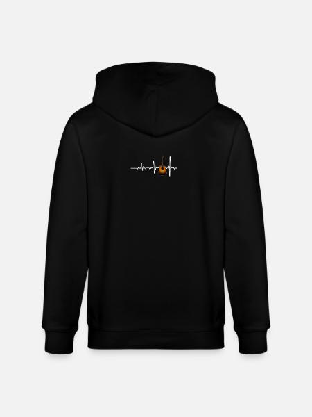 Heartbeat Guitar Design - Stanley/Stella CULTIVATOR Unisex Organic Hooded Jacket - black