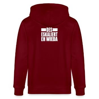 DES ESKALIERT EH WIEDA - Stanley/Stella Unisex Bio-Kapuzenjacke CULTIVATOR  - Burgunderrot - Hinten - Anna (173cm)