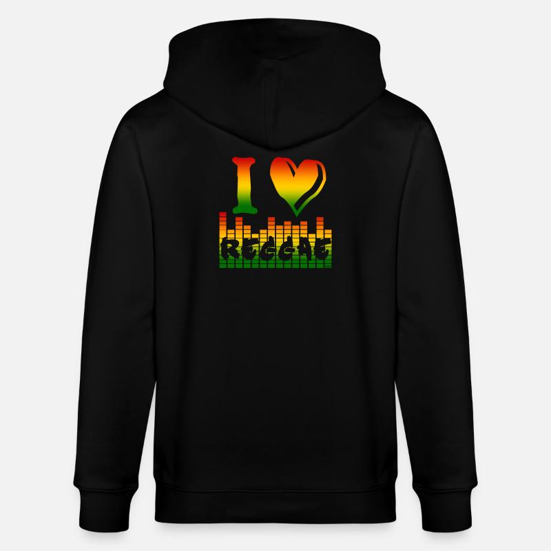 I Love Reggae Regenbogen - Stanley/Stella Unisex Bio-Kapuzenjacke CULTIVATOR - Schwarz
