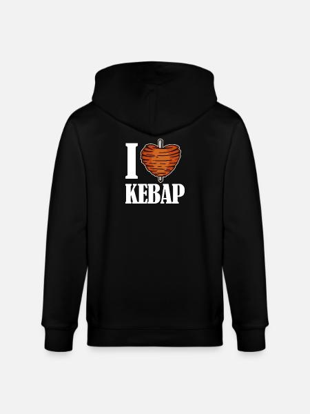 I love kebab kebab kebab heart saying Funny - Stanley/Stella CULTIVATOR Unisex Organic Hooded Jacket - black