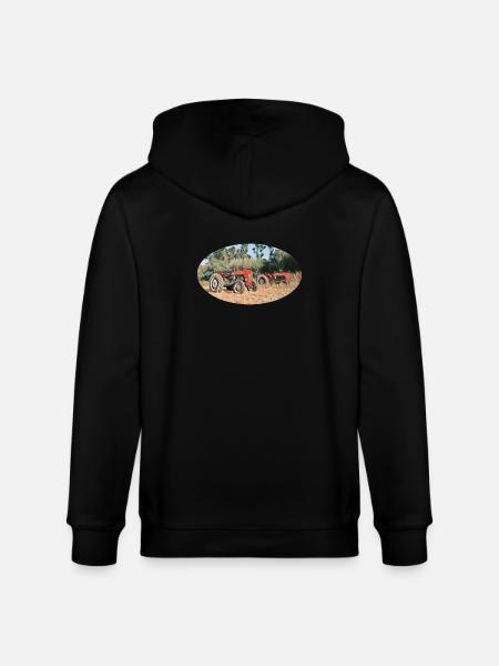 Tracteurs rouges sur le terrain - Veste à capuche bio CULTIVATOR Stanley/Stella Unisexe - noir