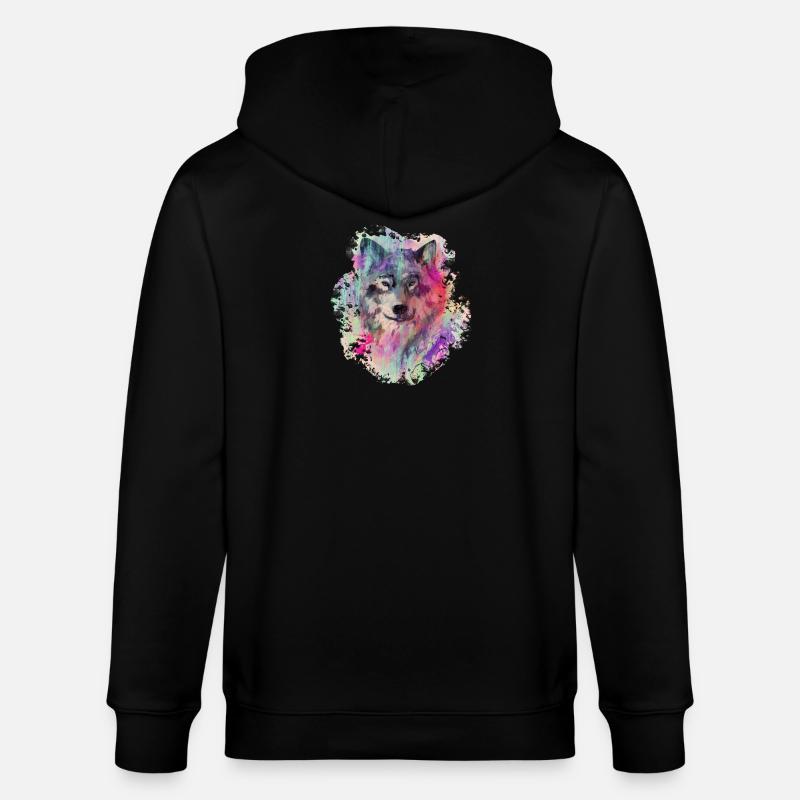 Wolf im Norden Colour version - Stanley/Stella Unisex Bio-Kapuzenjacke CULTIVATOR  - Schwarz
