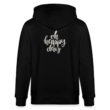 Glitzernder Schriftzug Für Feiertage - Stanley/Stella Unisex Bio-Kapuzenjacke CULTIVATOR  - Schwarz - Hinten - Anna (173cm)