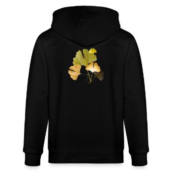 Feuilles élégantes de ginkgo doré et vert - Veste à capuche bio CULTIVATOR Stanley/Stella Unisexe - noir - Dos - Anna (173cm)