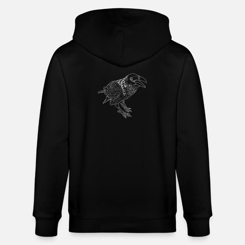 Krähe lineart - Stanley/Stella Unisex Bio-Kapuzenjacke CULTIVATOR  - Schwarz