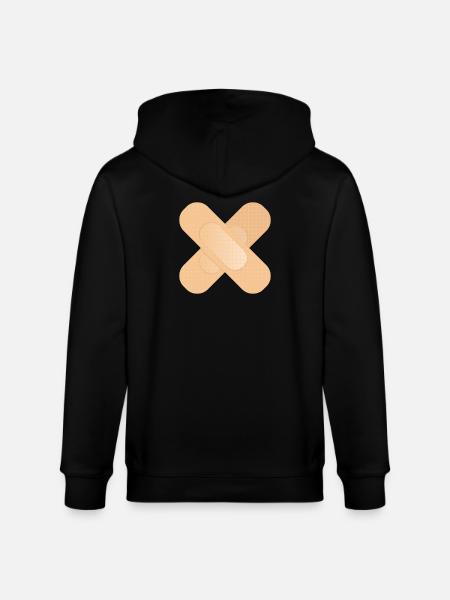 gekruiste plakpleister als ontwerpelement - Stanley/Stella Uniseks bio-ziphoodie CULTIVATOR  - zwart