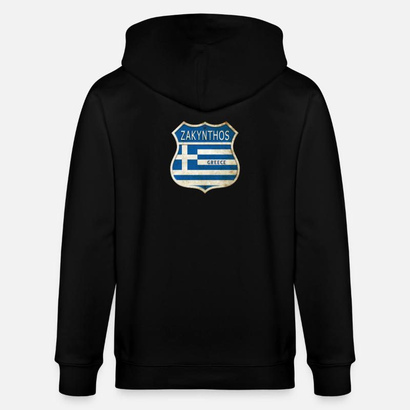 Zakynthos Grèce Armoiries Drapeaux Design - Veste à capuche bio CULTIVATOR Stanley/Stella Unisexe - noir