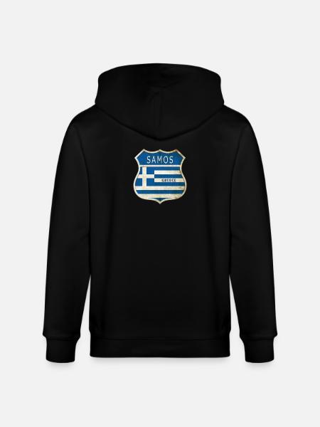 Samos Grèce Armoiries Drapeaux Design - Veste à capuche bio CULTIVATOR Stanley/Stella Unisexe - noir