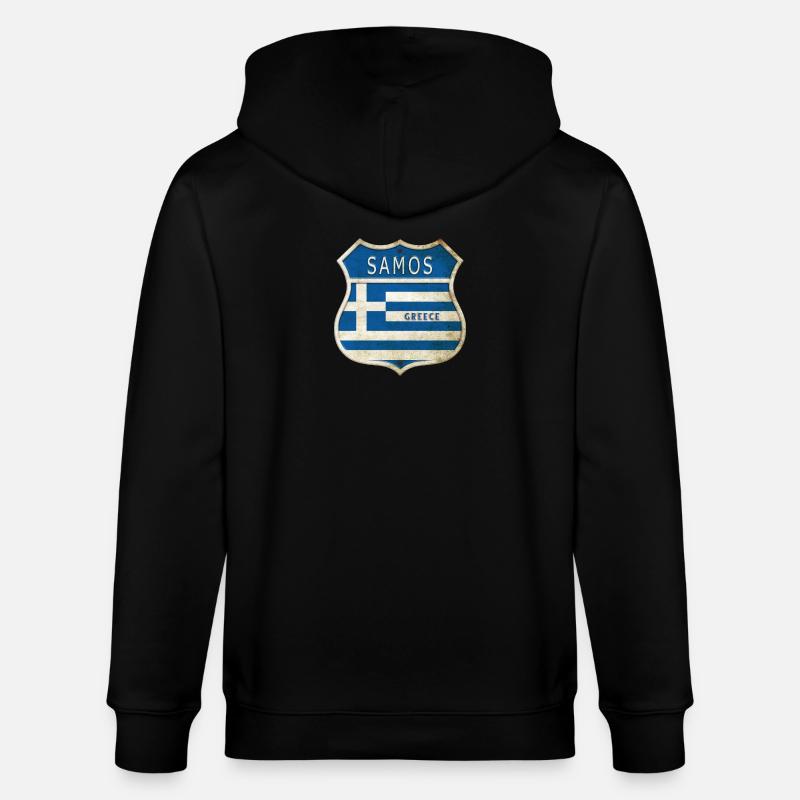 Samos Grèce Armoiries Drapeaux Design - Veste à capuche bio CULTIVATOR Stanley/Stella Unisexe - noir